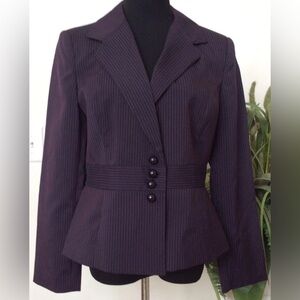 Just...Taylor Dark Purple Pinstripe Blazer